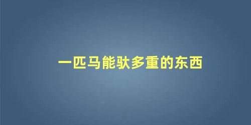 一匹马能驮多重的东西