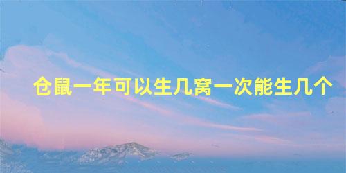 仓鼠一年可以生几窝一次能生几个