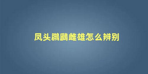 凤头鸊鷉雌雄怎么辨别
