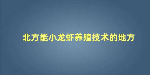 北方能小龙虾养殖技术的地方