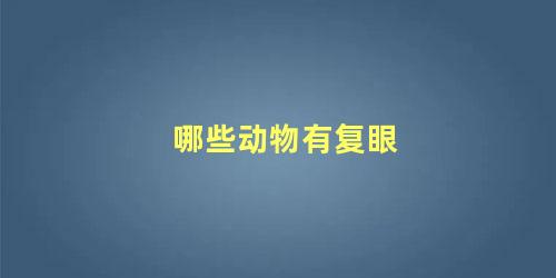 哪些动物有复眼