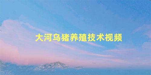 大河乌猪养殖技术视频