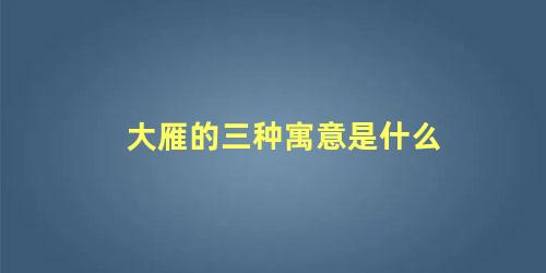 大雁的三种寓意是什么