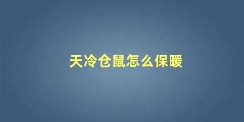 天冷仓鼠怎么保暖