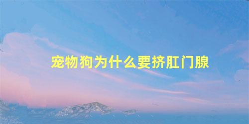 宠物狗为什么要挤肛门腺