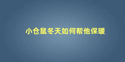 小仓鼠冬天如何帮他保暖