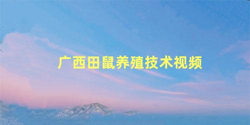 广西田鼠养殖技术视频