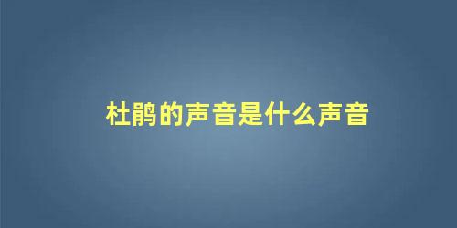 杜鹃的声音是什么声音