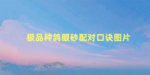极品种鸽眼砂配对口诀图片