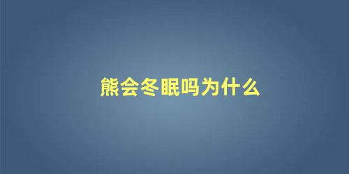 熊会冬眠吗为什么