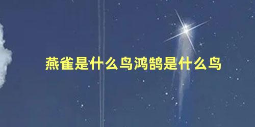 燕雀是什么鸟鸿鹄是什么鸟