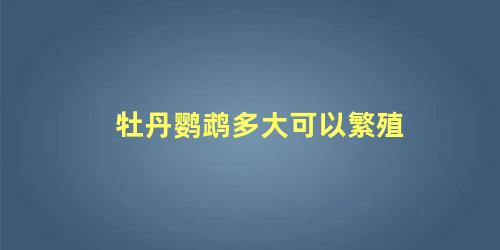 牡丹鹦鹉多大可以繁殖