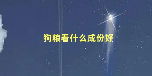 狗粮看什么成份好