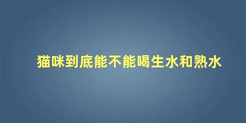 猫咪到底能不能喝生水和熟水