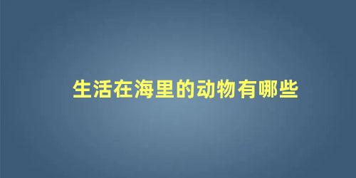 生活在海里的动物有哪些