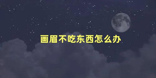 画眉不吃东西怎么办