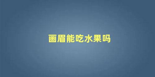 画眉能吃水果吗
