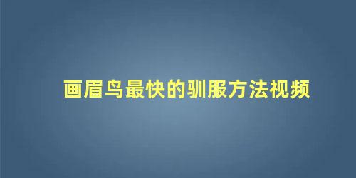 画眉鸟最快的驯服方法视频
