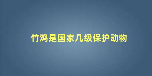 竹鸡是国家几级保护动物