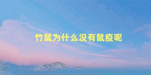 竹鼠为什么没有鼠疫呢