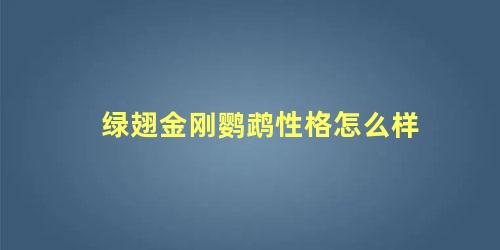 绿翅金刚鹦鹉性格怎么样