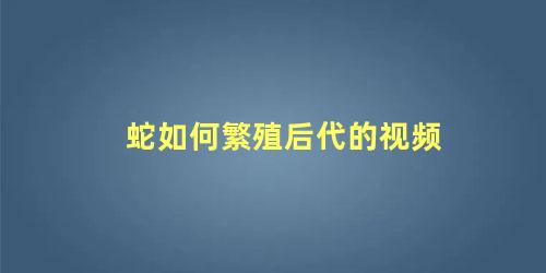 蛇如何繁殖后代的视频