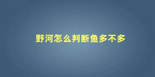 野河怎么判断鱼多不多