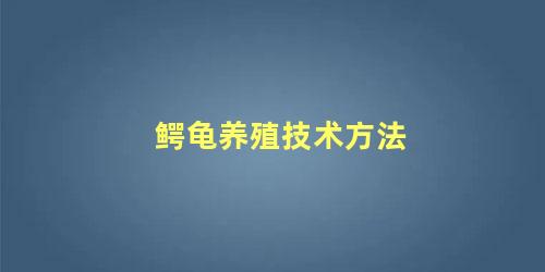 鳄龟养殖技术方法