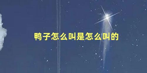 鸭子怎么叫是怎么叫的